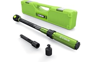 ETOOLAB Clé dynamométrique de voiture 1/2", 20-230 Nm/10-170 lbf-ft, précision d'erreur ± 3%, cliquet réversible à 72 dents, clé dynamométrique avec rallonge de 6", adaptateur 1/2"-3/8" pour