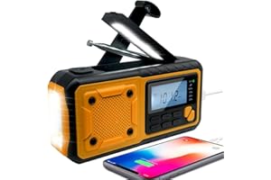 Lepwings Przenośne Radio Solarne FM/AM(MW), Radio Awaryjne z Korbą Ręczną, Bateria 4000 mAh, Radio na Dynamo z Latarką LED Alarm SOS Kabel USB do Pieszych Wędrówek na Kempingu