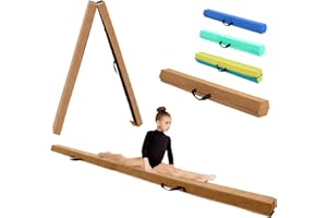 KIKILIVE Poutre d'Équilibre Gymnastique avec Surface Simili-Suede EVA+EPE en 3 Tailles (240cm/270cm/300cm) Pliable pour Enfants & Adultes + Sac de Transport