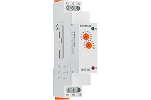 Baomain Relais minuterie multifonction, 16A/AC250V, retard ON 1-SPDT, 12-240VAC/DC, montage sur rail DIN Relais minuterie, TBT7-B1