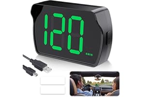 Rppiup GPS Digital Speedometer Car MPH KMH Switching, HUD Heads Up Display Real-Time GPS Speedometer, LED Large Font Car Speed-ometer With USB Charger, Suitable For Motorcycle Truck SUV