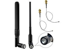 KHIYQILO Antenna WiFi RP-SMA Maschio 8dBi 2.4GHz 5GHz 5.8GHz Set di 2 Antenne Dual Band Cavo Coassiale a RP-SMA Femmina 25cm per ESP32 IP Camera Scheda di Rete M.2 NGFF Router WiFi