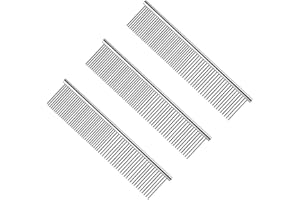 Dtoterul Hundekamm Langhaar 3 Stücke Kamm Hund Edelstahl Haustier Kamm Haustier Kamm Hund Metall Hundekamm Haustier Stahlkamm mit Abgerundeten Enden Edelstahlzähne Edelstahl Hundesalon Kämme