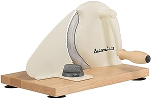 Zassenhaus Tagliapane manuale CLASSIC | Beige | Lama in acciaio Solinger | Spessore di taglio: 1-18 mm | Tavola e manovella in legno di faggio | 30 × 25,5 × 19 cm