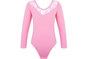 Freebily Maillot de Danza Gimnasia Leotardo para Niñas Maillot Clásico Elástico Manga Larga de Ballet de Algodón Yoga Fitness (3-12 Años)