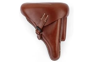 Epic Militaria German P-08 - Funda rígida para Luger, piel marrón, reproducción WW2