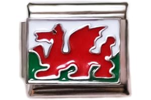 2Burned Italian Charm Flag for 9 mm Bracelets Stainless Steel