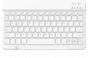 COEZFE Teclado Inalámbrico Bluetooth, 10” Teclado Universal Recargable para Tablets, Pequeño Teclado Inalámbrico para iPad/Samsung/Xiaomi/Honor/Huawei Tablet, QWERTY Español Ñ, Blanco