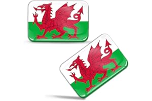 Biomar Labs® 2 x 3D Flexibles Autocollant Stickers Drapeau du Pays de Galles avec Dragon Gallois Royaume-Uni UK F 94