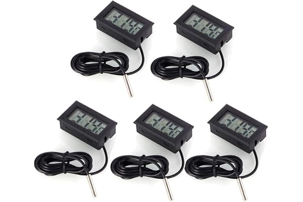 DollaTek 5 st digital LCD-termometer temperaturmonitor med extern sond för kylskåp, frysskåp, akvarium