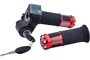 Kunray Poignée d'accélérateur universelle pour scooter électrique 12-96 V 48 V avec écran LCD et verrouillage du bouton d'allumage - Poignée d'accélérateur électrique pour karts