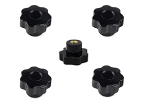 YouU Plastique Noir en forme d'étoile Tête M8/M6 Filetage femelle de serrage en forme de bouton de poignée de poignée de main Poignée de poignée pour machine Outil Noir 5 Pièces (M8)