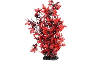 VILLCASE Plante artificielle en plastique pour aquarium Rouge 40 cm