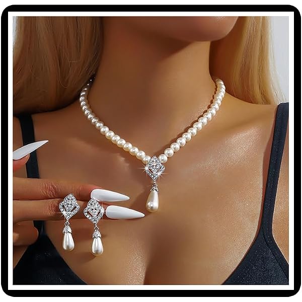 Women's Faux Pearl Jewelry Set - Necklace, Bracelet & Earrings, Classic & Elegant Accessories - View #2