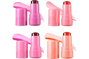 LEOEASIY 4 rubor de gelatina de leche, rubor de gelatina de leche, rubor de leche, brillo de labios congelado de larga duración, líneas de labios lisas, maquillaje de labios antiadherente de alto brillo, 4