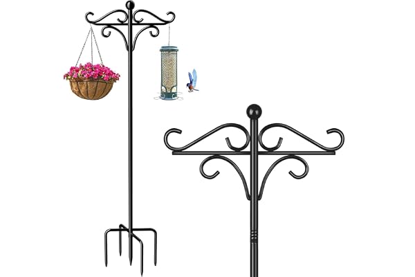 Anmas Power Crochets De Berger Pour Jardin,double houlette de Shepherd Hooks de 193cm poteaux et cintres pour mangeoires à oiseaux sauvages,mangeoires autoportantes(76in/193cm)