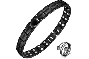 ‎VICMAG Vicmag Magnetarmband Damen Titanstahl Armband Doppelreihiger Magnet Armband Geschenk mit Entfernungswerkzeug (Doppelreihig schwarz)