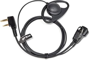 HYS Walkie Talkie Earpiece D-Shape Headset Compatible with Baofeng UV-5R BF-888S UV-82 Wouxun Kenwood 2 Way Radio, Inline PTT Mic Headset for Police Security (1 Pack)