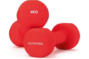 Dumbbells Set Weights by KG Physio - Neoprene-Coated Dumbbells, Sweat-Resistant Dumbellsweights Set with Anti-Roll Technology, Dumbbell Set with Exercise Poster, 1-10kg Dumbbells Pair