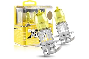Sidaqi H3 100W Halogènes Phares Ampoule Jaune 2800K 12V Feux de Brouillard de Voiture DRL, 2 pièces