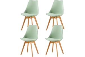 EGGREE Set di 4 Sedie Sala da Pranzo Sedie da Cucina con Gambe in Legno Sedie Ufficio Imbottita in Pelle PU Moderne Design, Gelato Verde