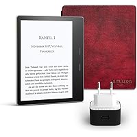 Kindle Oasis Essentials Bundle mit einem Kindle Oasis E-reader (7 Zoll, 8 GB, Grafit), einer Amazon Lederhülle (Bordeaux…