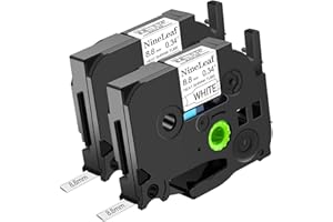 NineLeaf 2 Pack Compatible for Brother Heat Shrink Tube Label Tape 8.8mm HSe-221 HSe221 HS221 HS-221 HSE Black on White for P-Touch PT-E110 E300 D600 E550W P750W D450 Label Maker use in Cables Wires