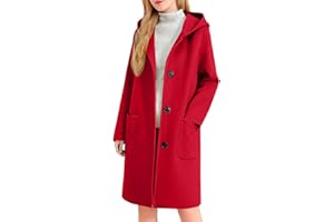 Generisch Damen Winterjacke mit Kapuze Übergangsjacke mittellang Fleecejacke Warm Gefüttert Eleganter Wintermantel Lang Moderner Mantel Jacke für Alltag Freizeit und Büro