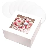 Gcardist Cake Box 10 x 10 x 5 inches - 5 Sets of White Boxes with Window and 5 10" Round Boards - Cake Container (10 x 10 x 5