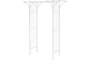 HAFIX Rosenbogen - Tibet - für Garten. Rosenspalier aus pulverbeschichtetem Metall. Rank Hilfe für Kletterpflanzen Torbogen Rosenrankenhilfe Gartenbogen wetterfest & freistehend 233x110x56cm in weiß.