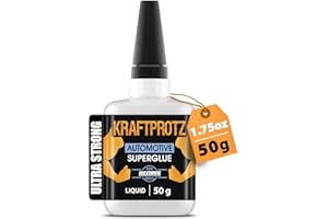 ARKA Colla istantanea auto & moto – KRAFTPROTZ Supercolla 50 g liquida extra forte per riparazioni su GFK, plastica, metallo & gomma – trasparente, impermeabile & resistente al calore – punta anti-secco