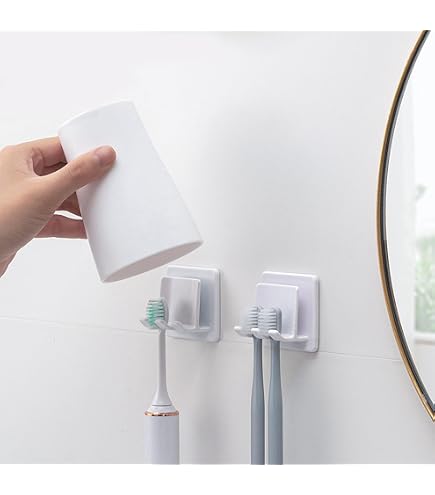 2 Stück Zahnbürstenhalter Selbstklebend – Platzsparend, Wasserdicht, Für Bad & Küche (weiß)