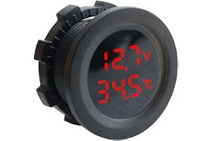 ROSEBEAR Monitor Digital Del Medidor de Temperatura Del Voltímetro de La Batería de La Motocicleta Del Coche para Los Vehículos de 12V