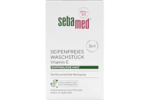 ‎SEBAMED Sebamed seifenfreies Waschstück 150 g, mit Vitamin E, für die tägliche sanfte, porentiefe Reinigung empfindlicher Haut, zur Hand-, Gesichts- und Körperreinigung geeignet