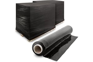 Merrimen Heavy Duty Pallet Stretch Shrink Wrap Roll | Strong & Secure Packaging Plastic Cling Film | Ideal for Packing, Moving Heavy Objects and Shifting Fragile Items (Black, 400mm x 250m)