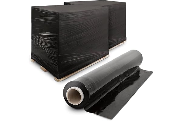 Merrimen Rouleau de film étirable robuste en plastique pour palette, pour entrepôt ou déménagement, noir, 400 mm x 150 m