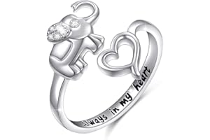 Flyow Libelle Schmetterling Katze Elefant Ringe 925 Sterling Silber Schmuck Verstellbar Open Tier und Herz Ring für Damen und Mädchen
