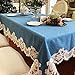 Produktbild Leinengewebe Spitze Seite Rechteckige Tischdecke Tischdecke Couchtisch Veranda Umkleidetisch Dekorativen Decktisch Blau,60X60cm
