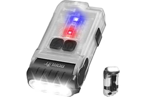 BORUIT V15 Mini Torcia LED Potente, 80° Rotazione Torcia Ricaricabile, 1200 Lumen con 10 Modalità, IP67 Impermeabile, Coda Magnetica, per Campeggio Escursionismo Emergenza (Bianco)