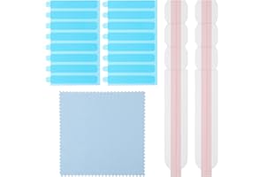 STYQUENZER Lot de 19 bandes adhésives brise-vue pour ordinateur portable avec chiffon en microfibre, bandes adhésives pour écrans d'ordinateur, languettes de montage coulissantes et ruban adhésif double face