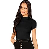 Dream Beauty Fashion Women's Half Sleeve Round High Neck Top Elegant Casual Tee - 23" Inches(Tripta-5)