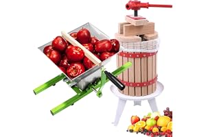 AufuN 6L Fruktpress för cider inklusive pressduk, juicepress och 7L Fruktkvarn i rostfritt stål