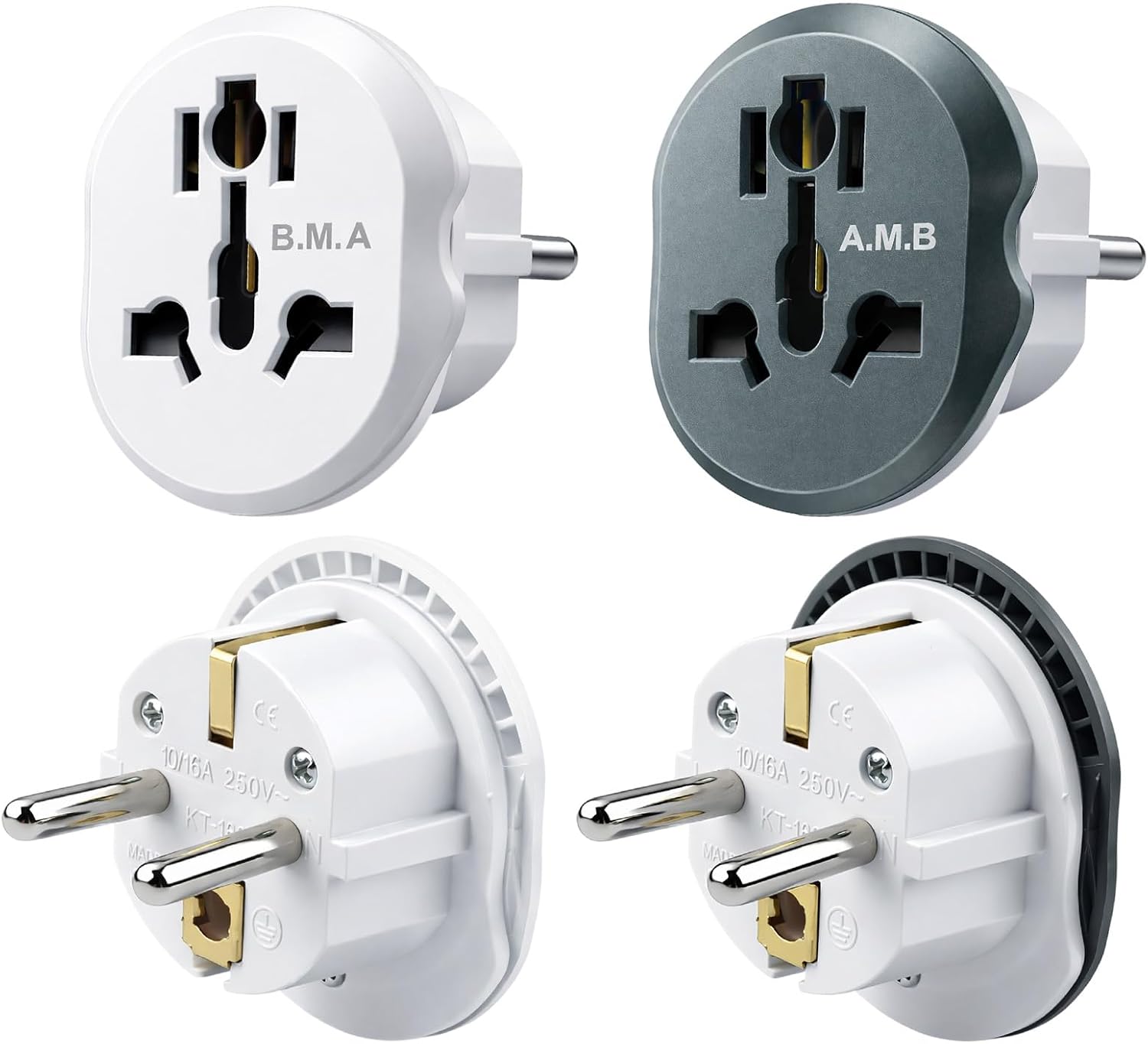 4 Pack Adaptador Enchufe Universal de Viaje, EU Adapter,Adapter Steckdose, Stecker Adapter, Adapter China Deutschland Stecker para Alemania, España, Austria, Países Bajos, Francia, Italia