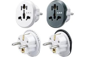 4 Pack Adaptador Enchufe Universal de Viaje, EU Adapter,Adapter Steckdose, Stecker Adapter, Adapter China Deutschland Stecker para Alemania, España, Austria, Países Bajos, Francia, Italia