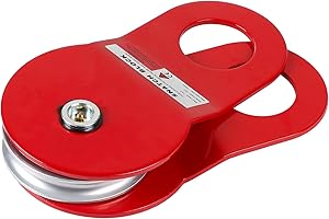 SWAWIS Rouge Poulie de Renvoil pour Treuil en Acier, Diamètre de Rainure de Roue 15mm, Capacité de Charge 10t, pour Opérations de Sauvetage Hors Route et l'Exploitation Forestière