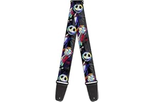 BUCKLE-DOWN Correa para guitarra Pesadilla antes de Navidad, Jack Sally Pose Electric Glow de 2 pulgadas de ancho