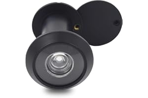 JUNXAVE Door Viewer Peephole, Solid Brass 200-degree Door Viewer with Heavy Duty Rotating Privacy Cover for 1-3/8" to 2-1/6" Doors for Home Office Hotel (Black)