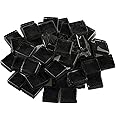 200g Glass Mosaic Tiles Square Crystal Mosaic Stones Glass Pieces for DIY Art Craft Decoration,1x1cm(Black)