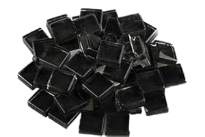 ANKTILY Piastrelle in vetro per mosaico di vetro, quadrate, 200 g, per fai da te, artigianato, decorazione, 1 x 1 cm (nero)