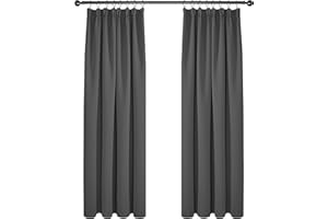 Deconovo Super Soft Pencil Pleated Curtains Bedroom Thermal Insulated Tape Top Blackout Curtains for Living Room 46 x 54 Dark Grey 2 Panels